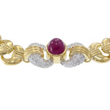 Vintage Retro Era 18KT Yellow Gold Ruby and Diamond Choker Necklace