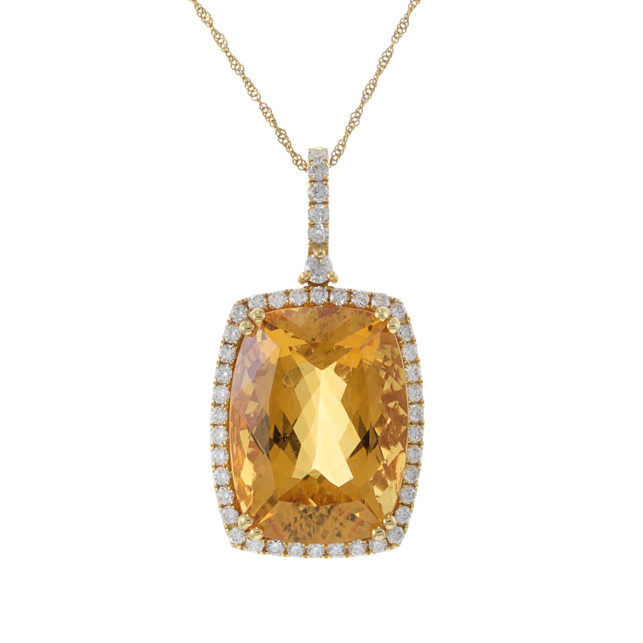 14KT Yellow Gold Citrine & Diamond Pendant Necklace