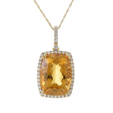 14KT Yellow Gold Citrine & Diamond Pendant Necklace