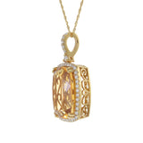 14KT Yellow Gold Citrine & Diamond Pendant Necklace