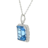 14KT White Gold London Blue Topaz & Diamond Pendant Necklace
