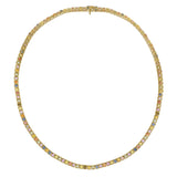 18KT Yellow Gold Multicolor Sapphire and Diamond Tennis Necklace