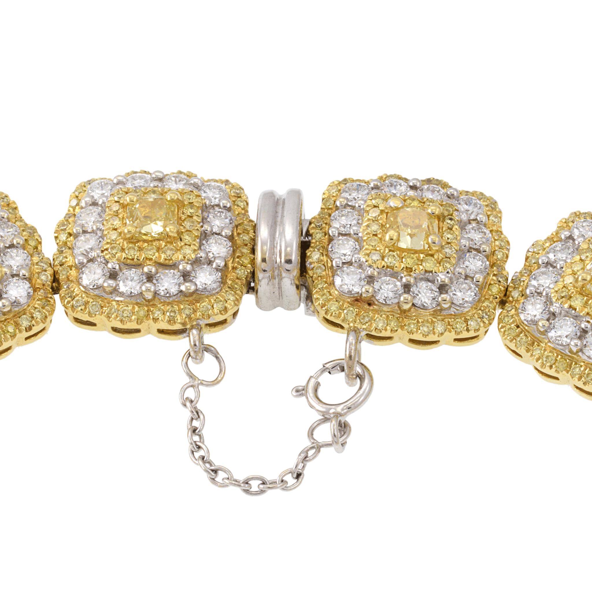 18KT Yellow Gold 38.35CT Fancy Yellow and White Diamond GIA Necklace