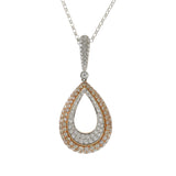 18KT Pink & White Gold Champagne and White Diamond Teardrop Pendant – 3.27CT-TW