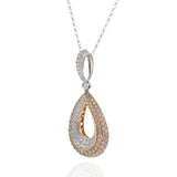 18KT Pink & White Gold Champagne and White Diamond Teardrop Pendant – 3.27CT-TW