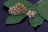Estate Retro Era 18KT Yellow Gold Rare Australian Opal And Diamond Leaf Pin