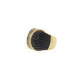 Vintage Retro 18KT Yellow Gold Dome Ring with Onyx, Emeralds & Diamonds