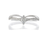 18KT White Gold Marquise Diamond V-Shaped Channel-Set Band