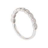 18KT White Gold Diamond Band with Filigree Detailing