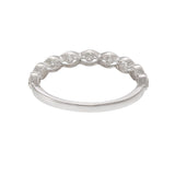 18KT White Gold Diamond Band with Filigree Detailing