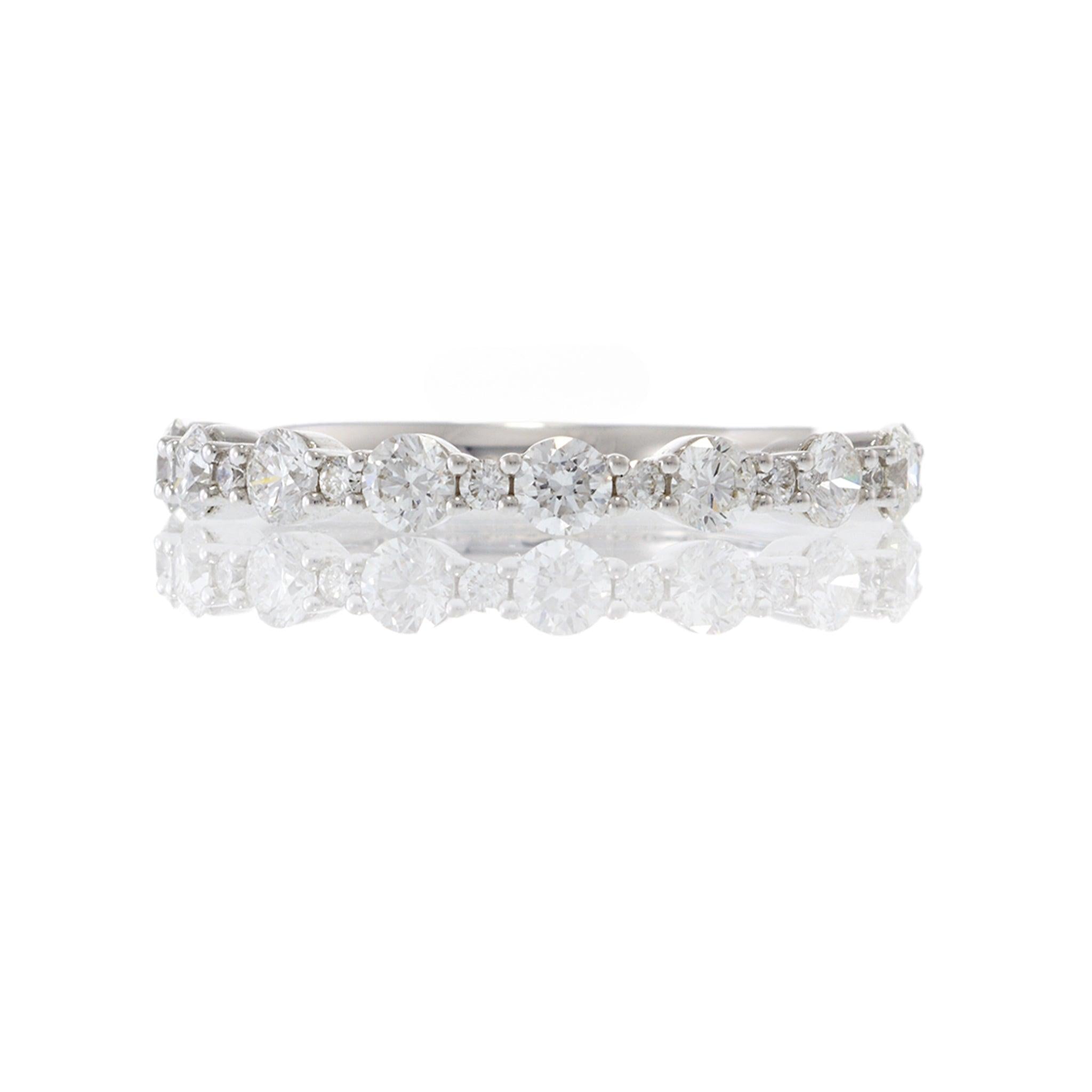 18KT White Gold Half Way Diamond Band