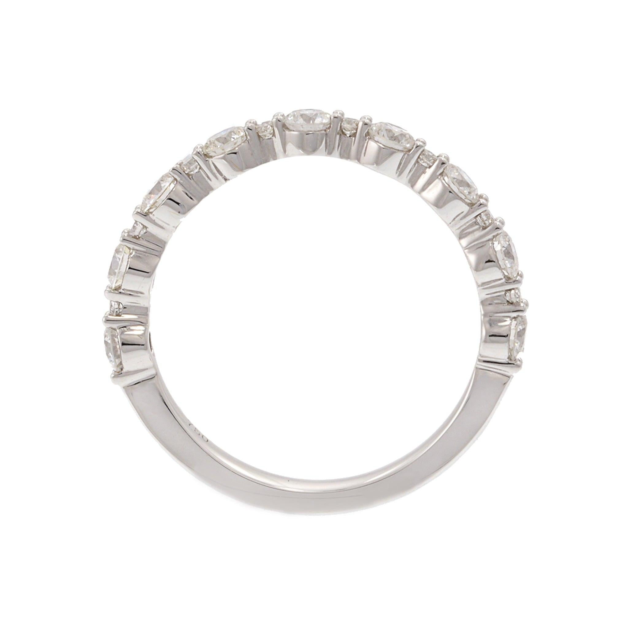 18KT White Gold Half Way Diamond Band