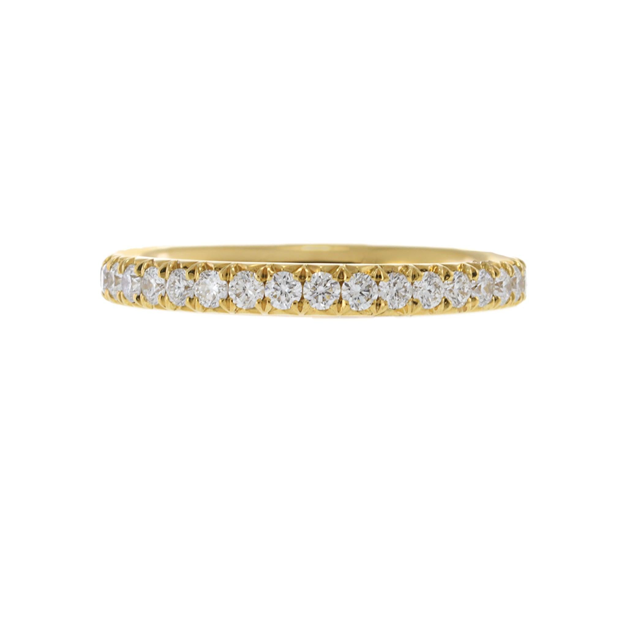 18KT Yellow Gold Eternity Band with Round Cut Diamonds