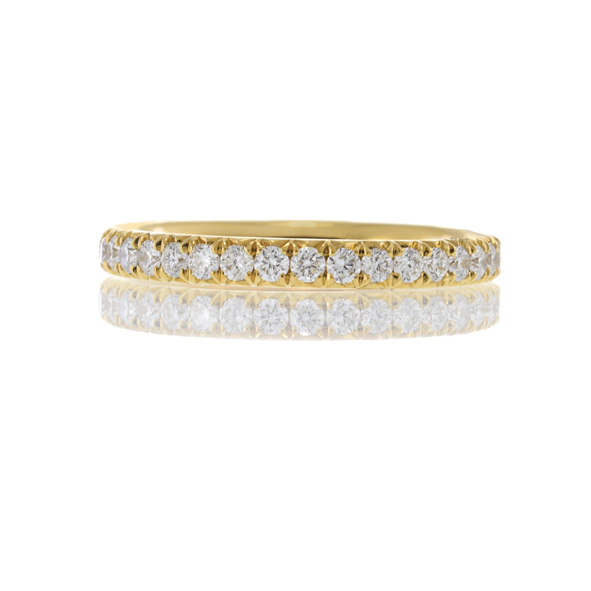 18KT Yellow Gold Eternity Band with Round Cut Diamonds