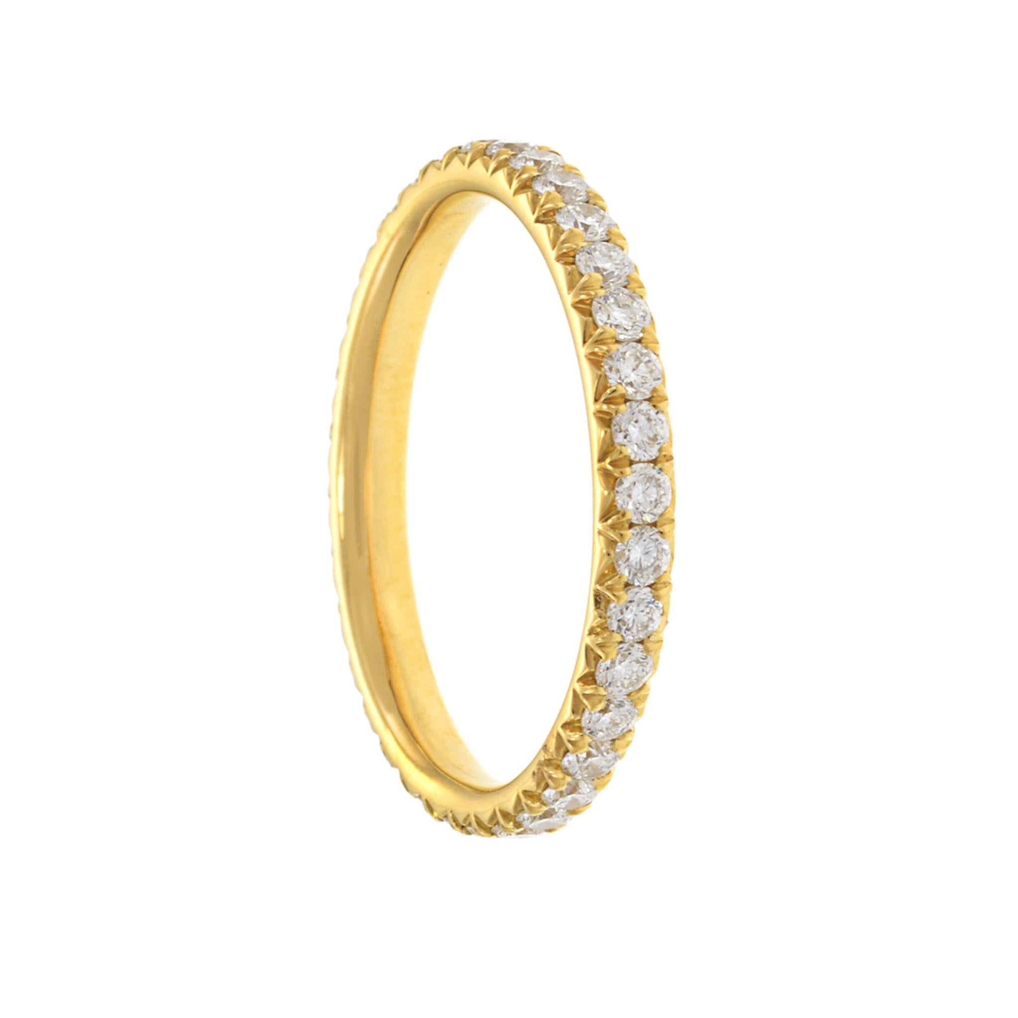 18KT Yellow Gold Eternity Band with Round Cut Diamonds