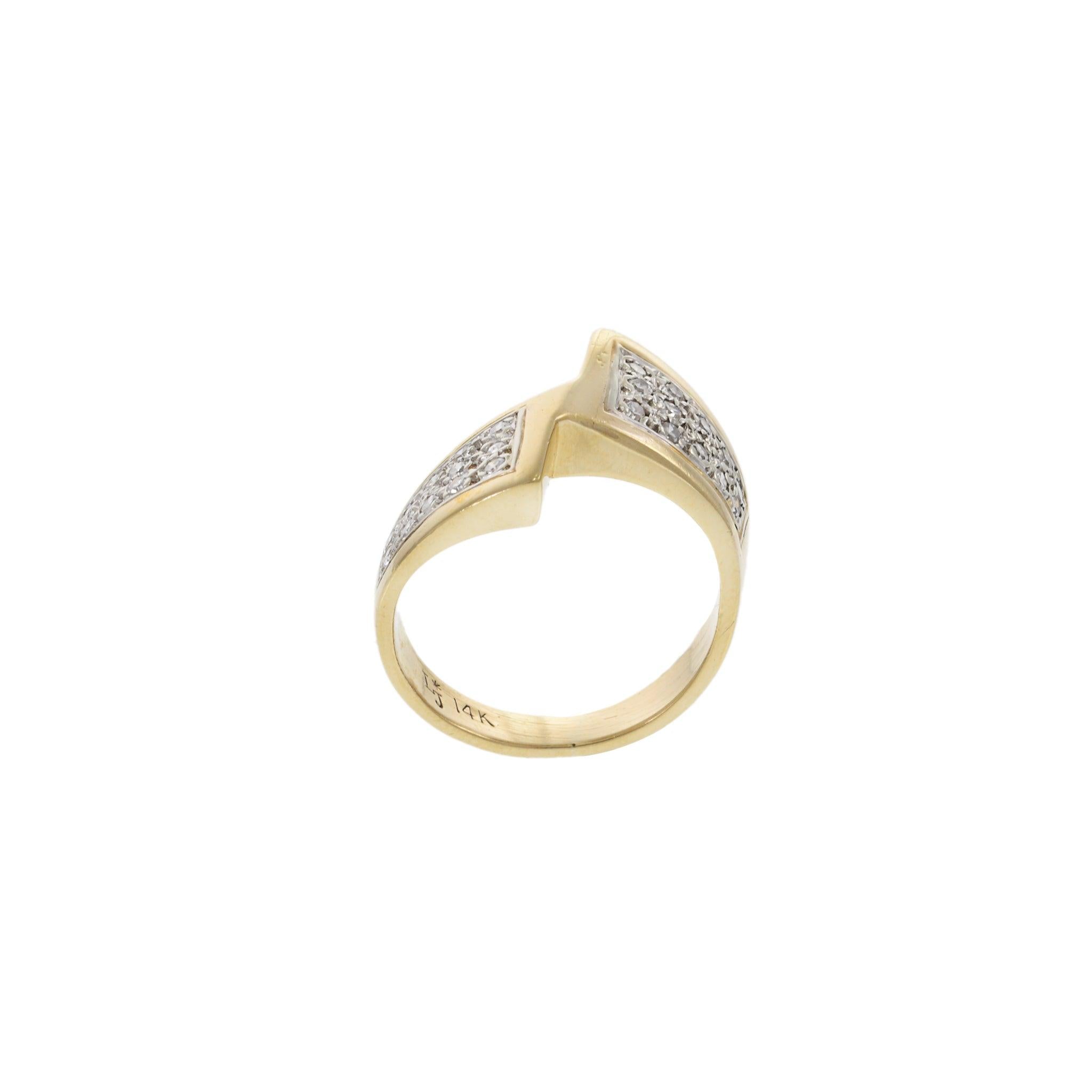 Vintage 14KT Yellow Gold Diamond Wrap Ring