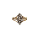 Antique Victorian 14KT Gold & Silver Marquise Rose Cut Diamond Ring