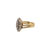 Antique Victorian 14KT Gold & Silver Marquise Rose Cut Diamond Ring