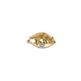 Vintage 1970s 14KT Yellow Gold Cat Ring with Diamond Center