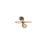 Victorian Era 10KT Yellow Gold Diamond and Sapphire Two-Stone Ring