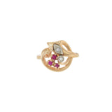 14K Rose Gold Art Nouveau Ruby & Diamond Ring