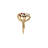 14K Rose Gold Art Nouveau Ruby & Diamond Ring