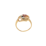 14K Rose Gold Art Nouveau Ruby & Diamond Ring