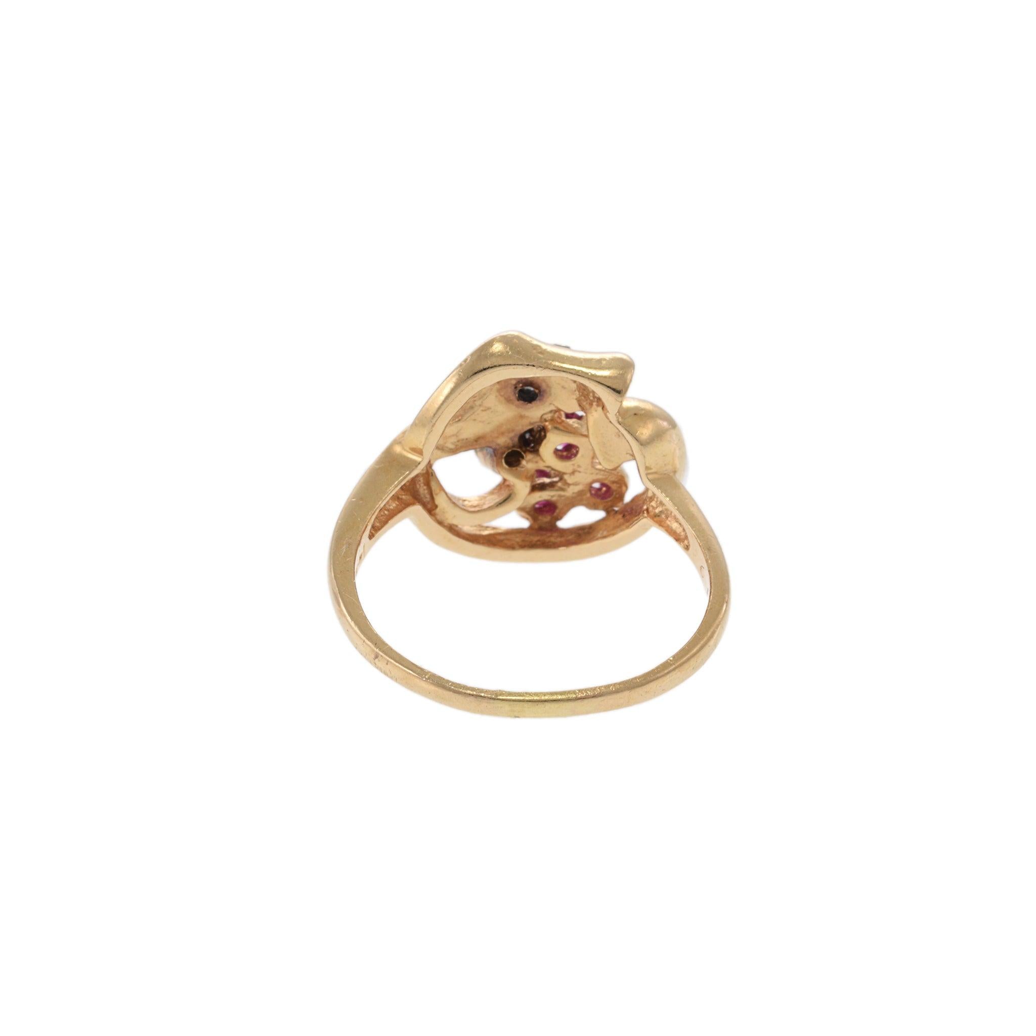 14K Rose Gold Art Nouveau Ruby & Diamond Ring
