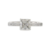 Platinum 1.52CT Asscher Cut Diamond Engagement Ring with Round Diamond Accents