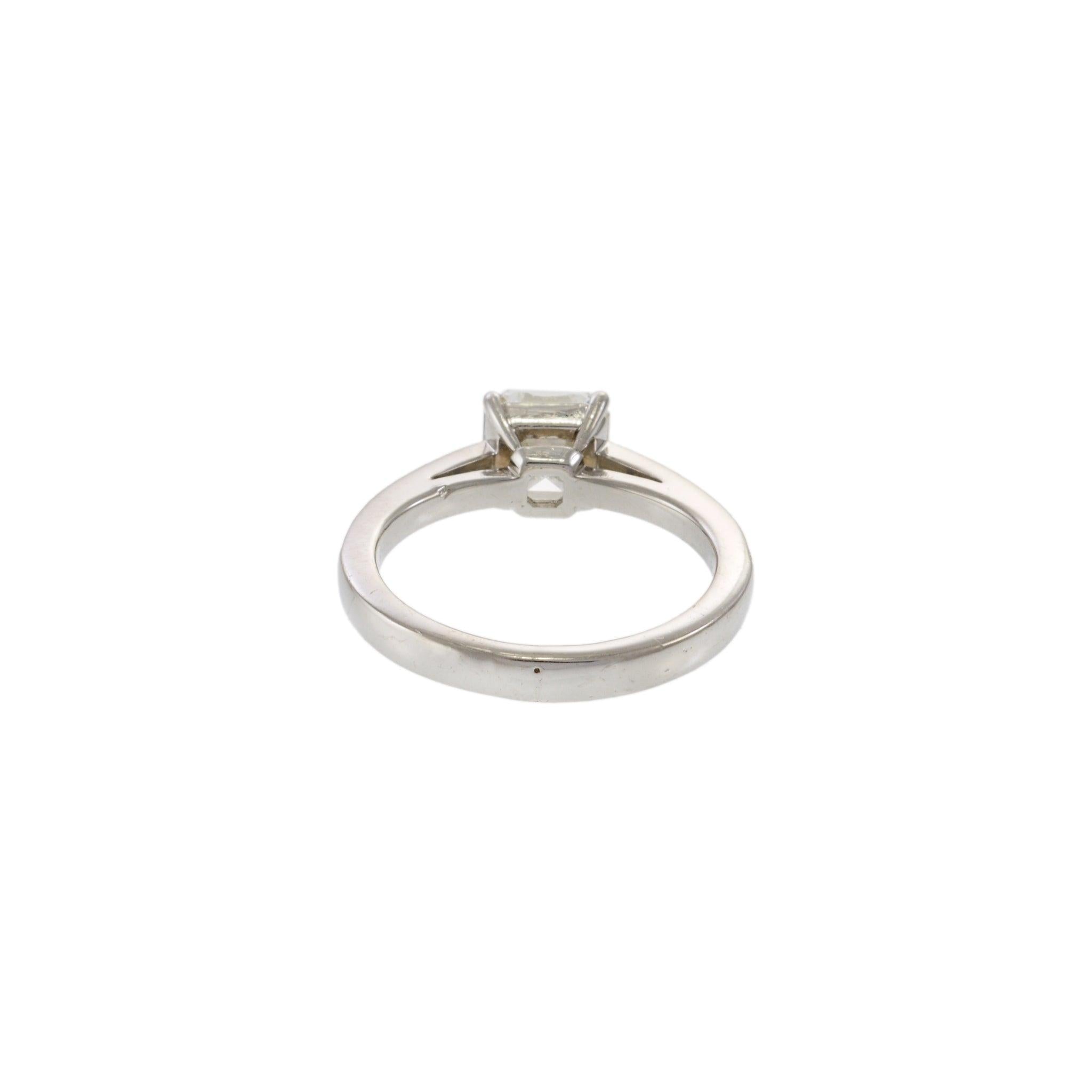 Platinum 1.52CT Asscher Cut Diamond Engagement Ring with Round Diamond Accents