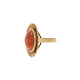 Estate 14KT Yellow Gold Natural Coral Cabochon Ring