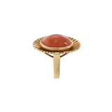 Estate 14KT Yellow Gold Natural Coral Cabochon Ring
