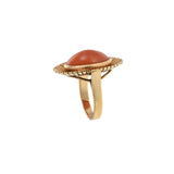 Estate 14KT Yellow Gold Natural Coral Cabochon Ring