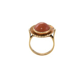 Estate 14KT Yellow Gold Natural Coral Cabochon Ring