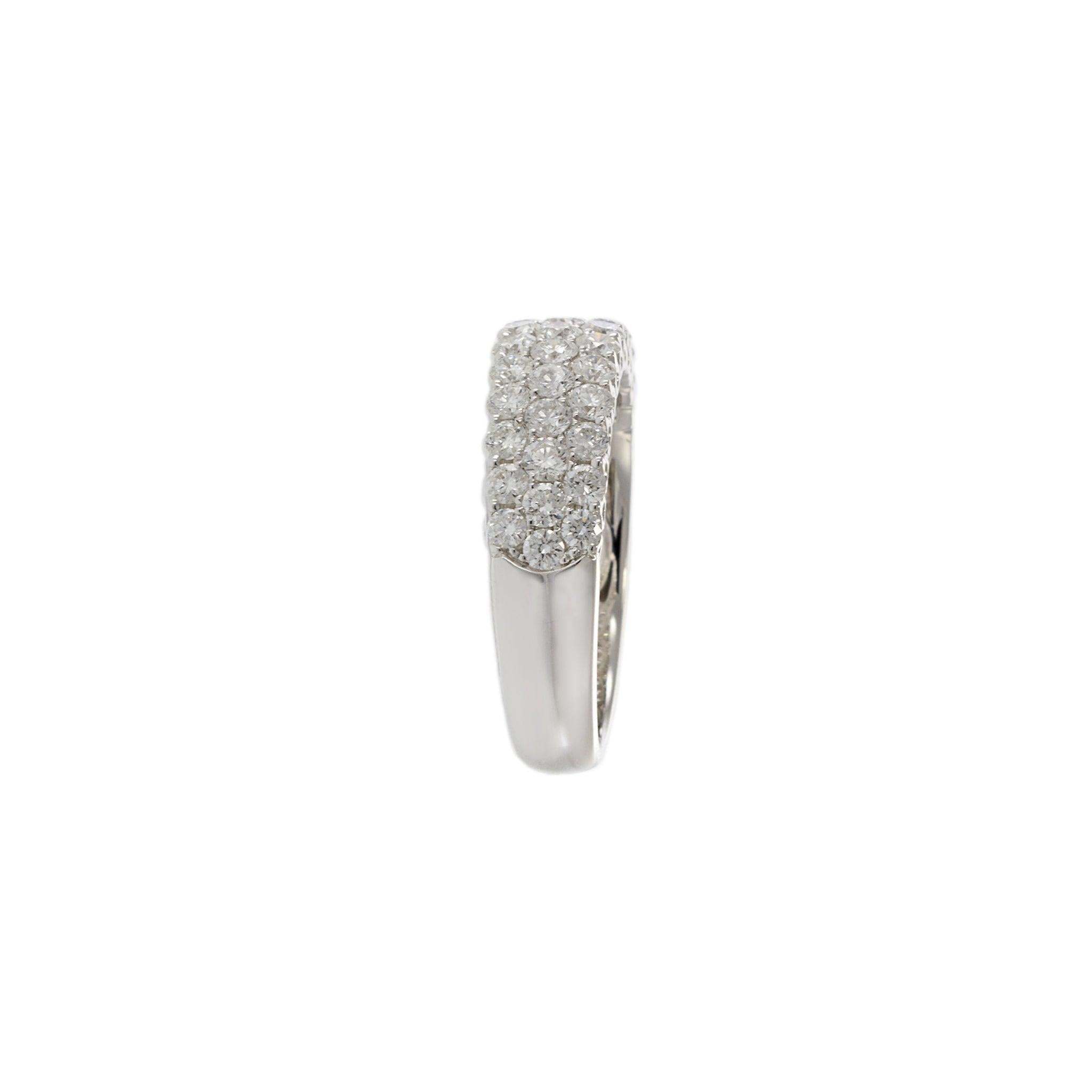 18KT White Gold Round Cut Diamond Wide Band