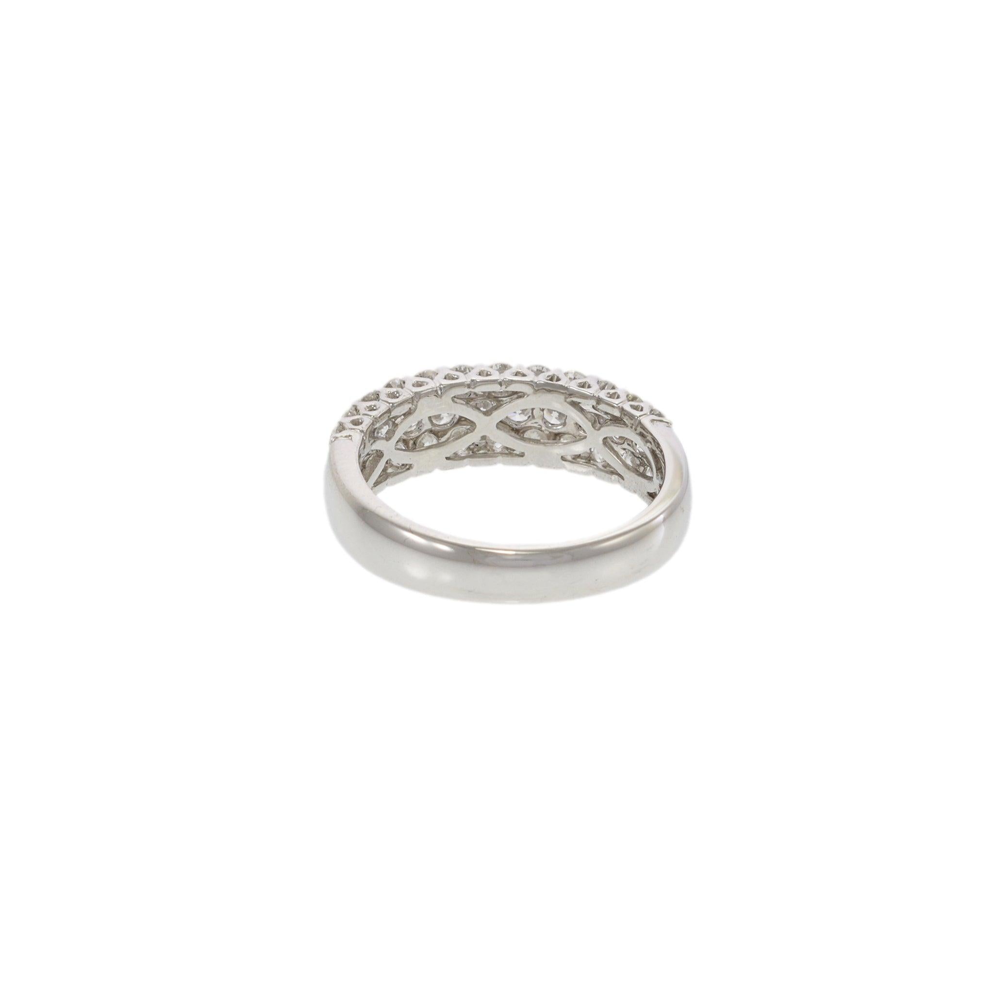 18KT White Gold Round Cut Diamond Wide Band