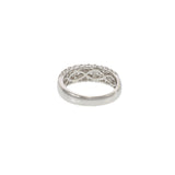 18KT White Gold Round Cut Diamond Wide Band