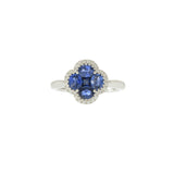 14KT White Gold Sapphire and Diamond Clover Ring