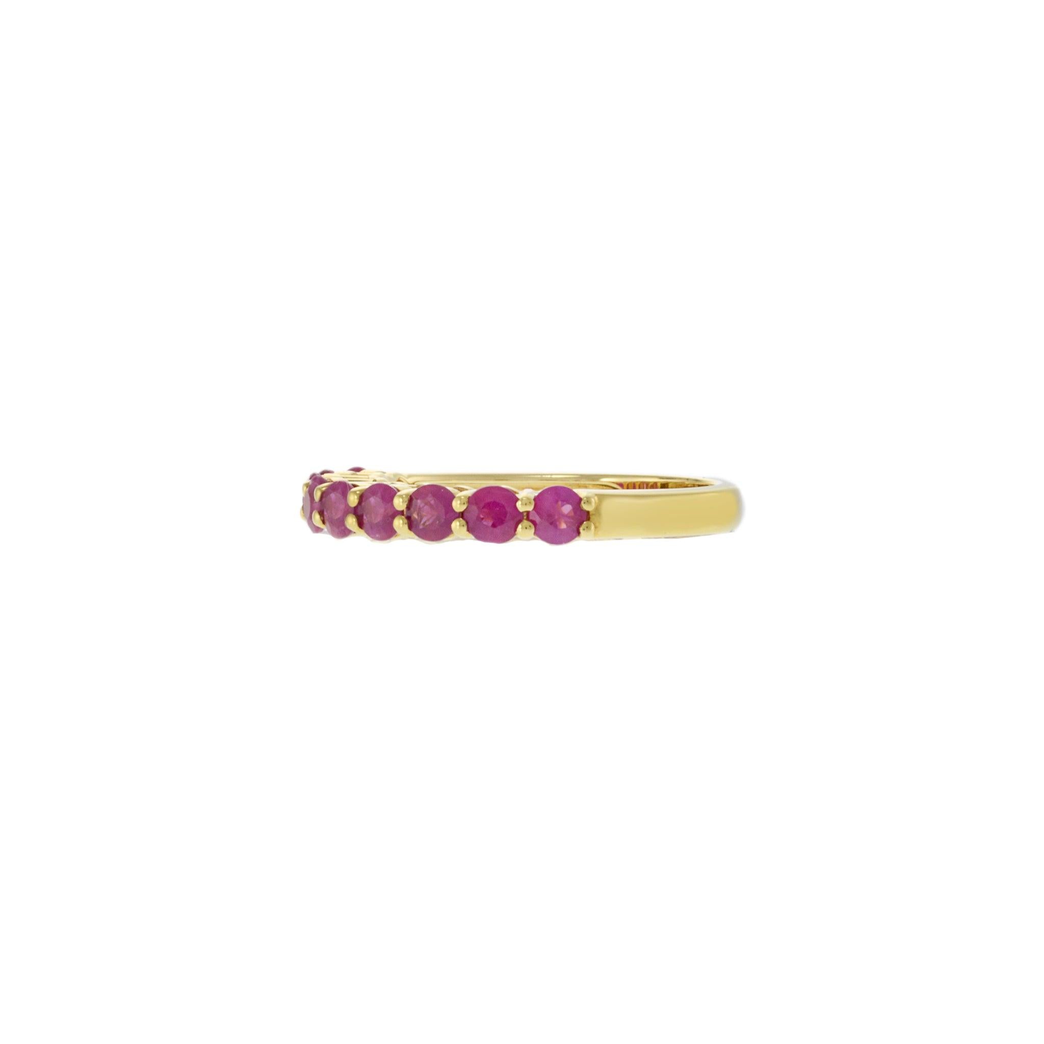 18KT Yellow Gold Round Ruby Band Ring