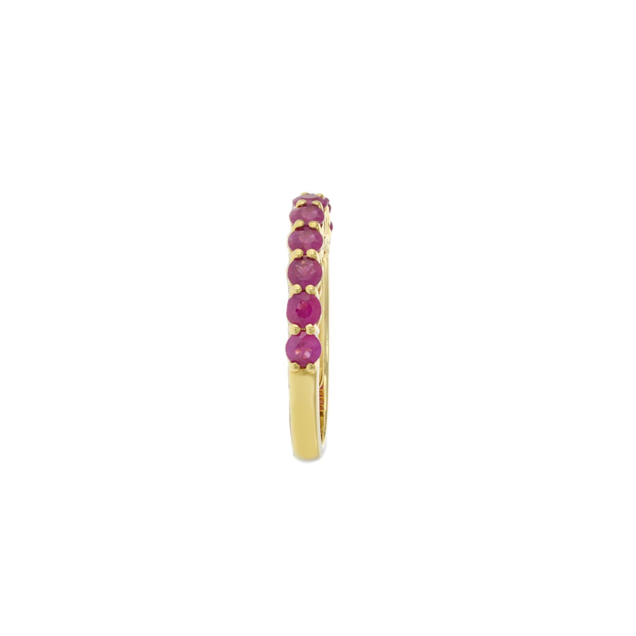 18KT Yellow Gold Round Ruby Band Ring