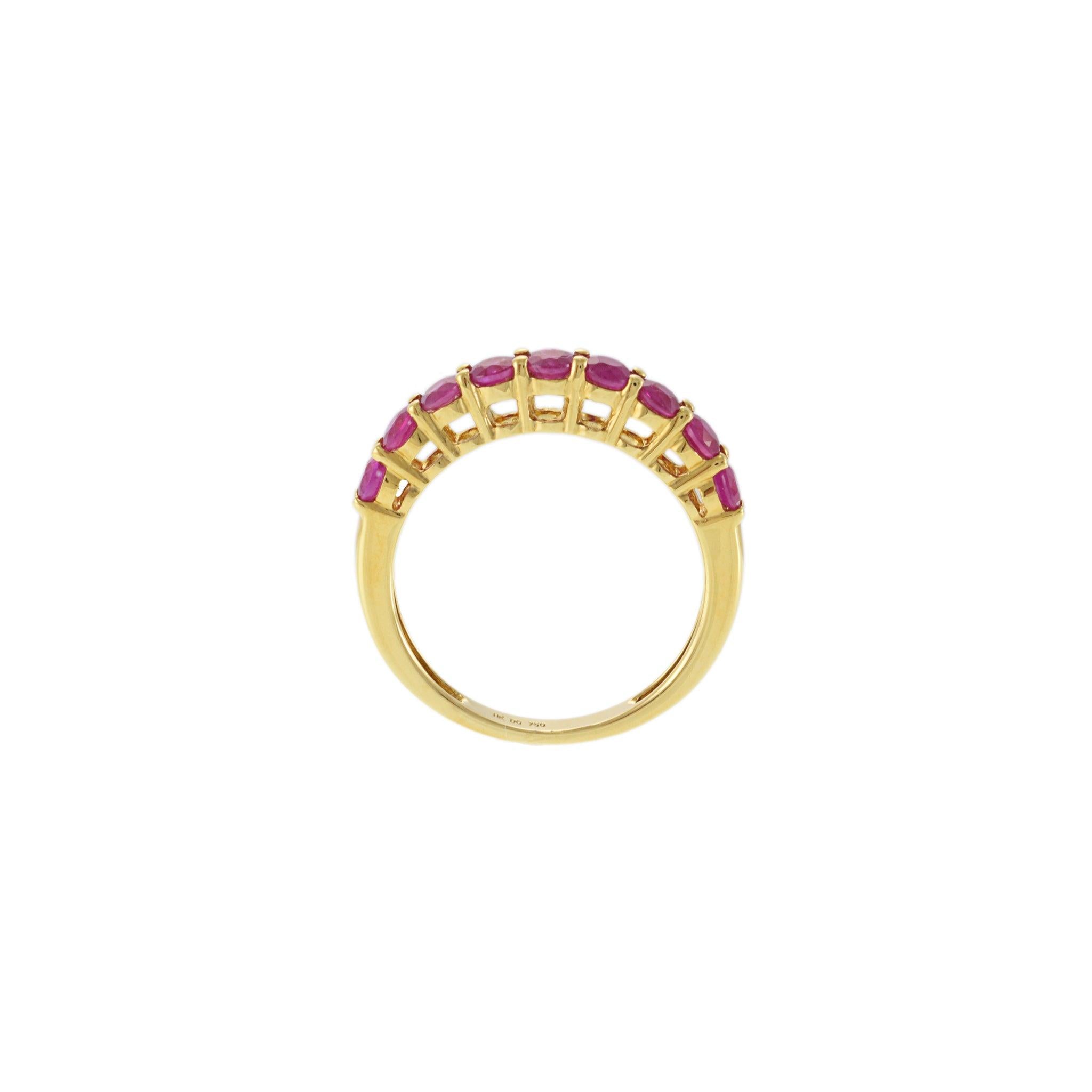 18KT Yellow Gold Round Ruby Band Ring