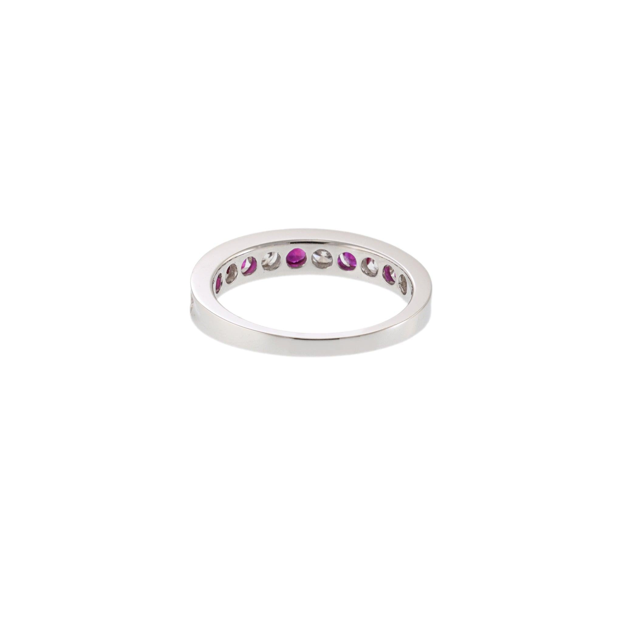 18KT White Gold Channel Set Diamond and Ruby Ring