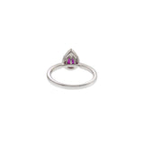 18KT White Gold Pear Ruby and Diamond Halo Ring