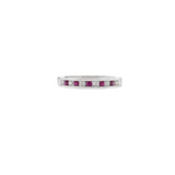 18KT White Gold Diamond and Ruby Chanel Set Ring
