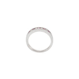 18KT White Gold Diamond and Ruby Chanel Set Ring
