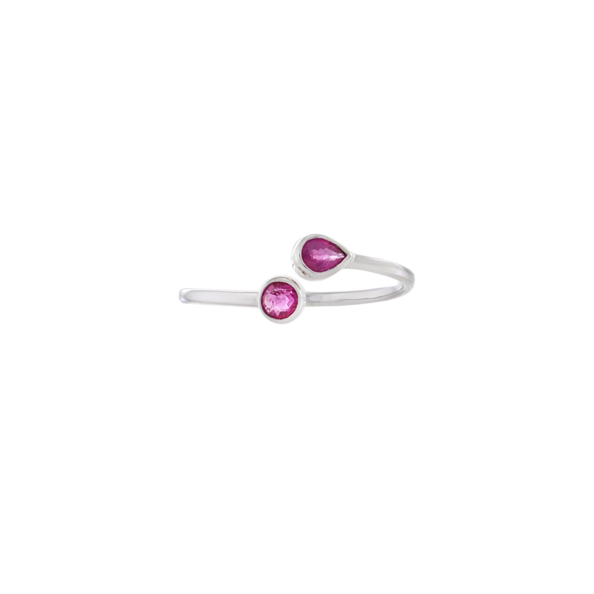 18KT White Gold Ruby Bypass Ring