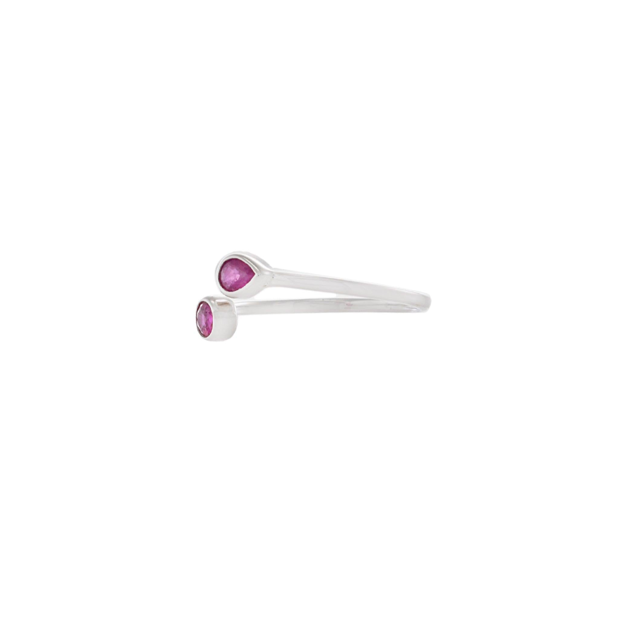 18KT White Gold Ruby Bypass Ring