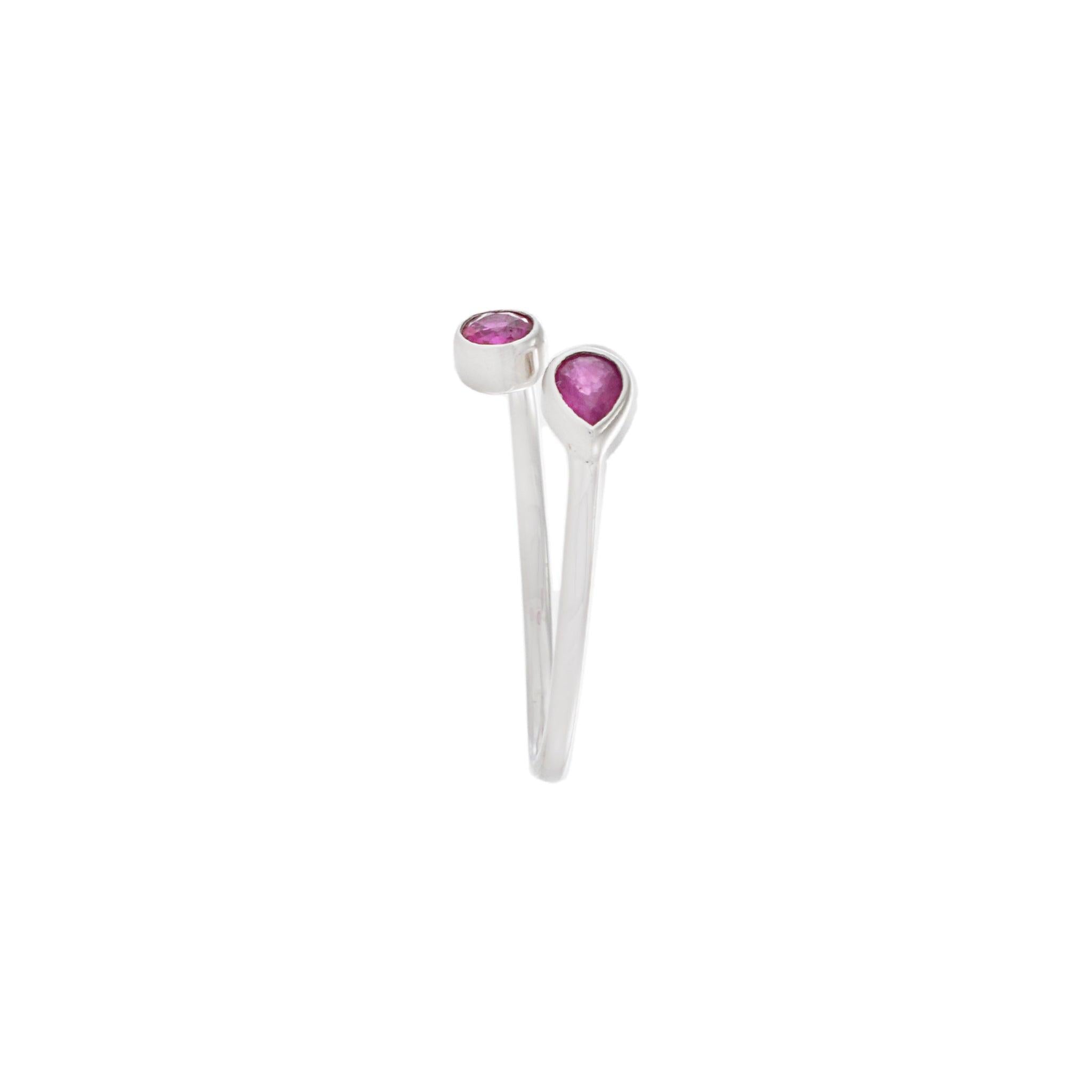 18KT White Gold Ruby Bypass Ring