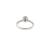 18KT White Gold Oval Ruby Ring with Diamond Halo