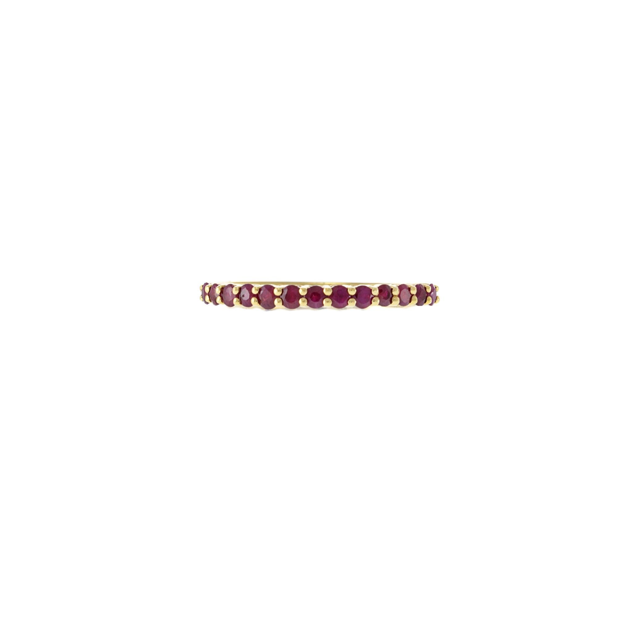18K Yellow Gold Ruby Stackable Band